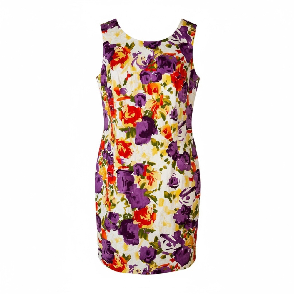 Julian Taylor Women's Floral Print Sleeveless Sheath Dress, Purple and Red Flora